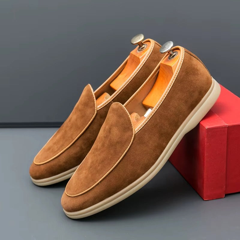Alessandro Veneti Minimal Suede Slip-On Loafers