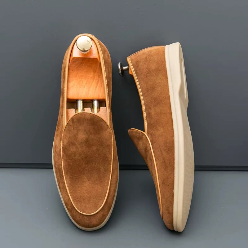 Alessandro Veneti Minimal Suede Slip-On Loafers