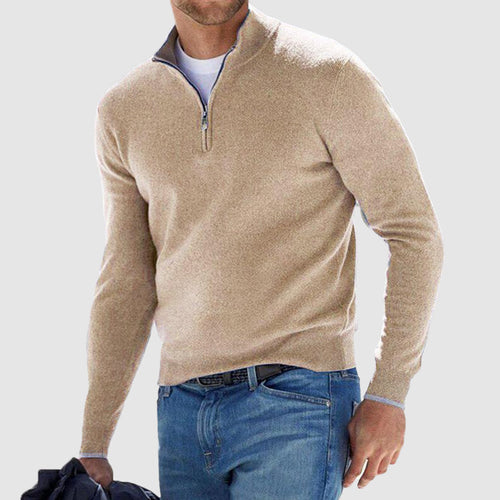 Casual Quarter-Zip Knit Pullover for Men