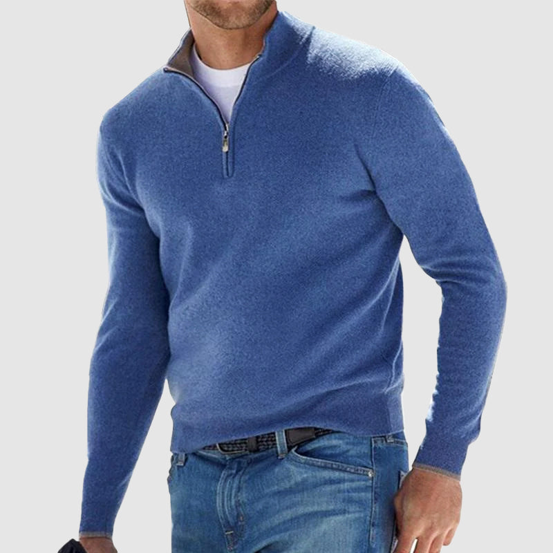 Casual Quarter-Zip Knit Pullover for Men
