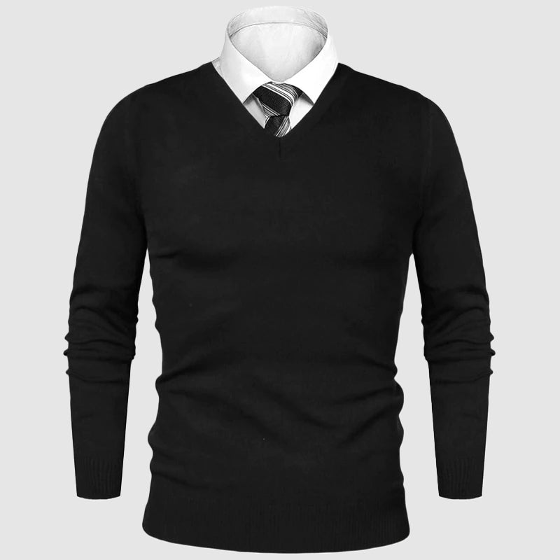 Classic Slim-Fit Men’s Pullover with V-Neckline