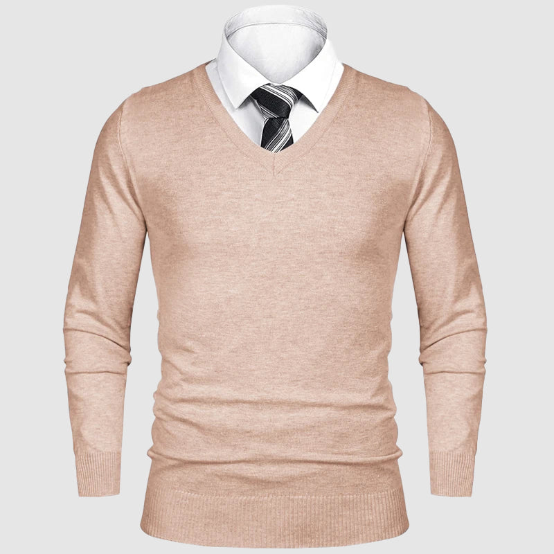 Classic Slim-Fit Men’s Pullover with V-Neckline