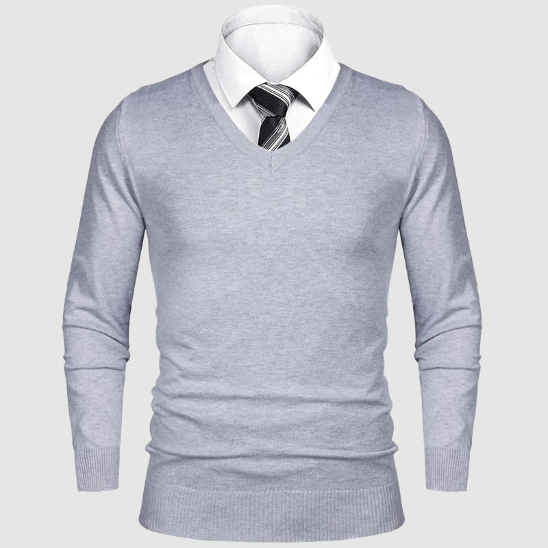 Classic Slim-Fit Men’s Pullover with V-Neckline