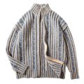 High-Neck Zip Cardigan for Men with Ribbed Pattern
