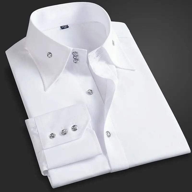 Men’s Button-Up Dress Shirt with Contrast Buttons