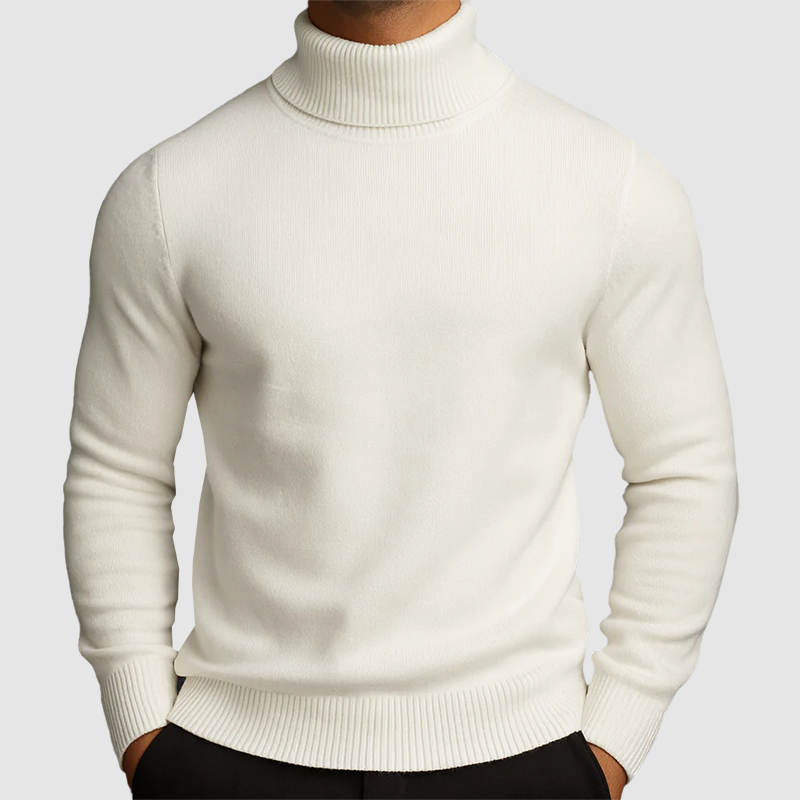 Men’s High-Neck Knit Sweater with Fleece Lining