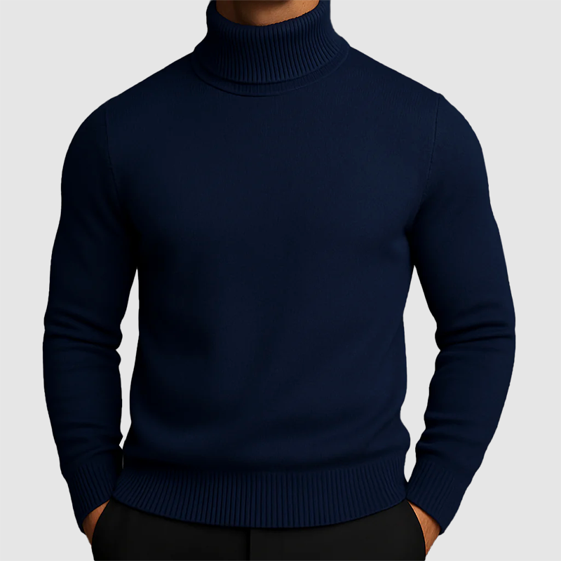 Men’s High-Neck Knit Sweater with Fleece Lining