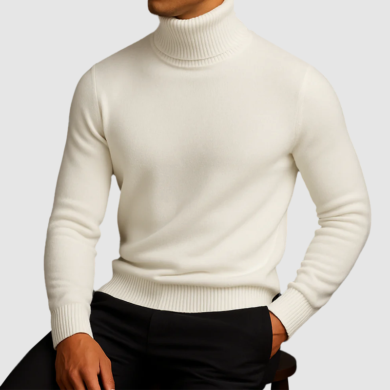 Men’s High-Neck Knit Sweater with Fleece Lining