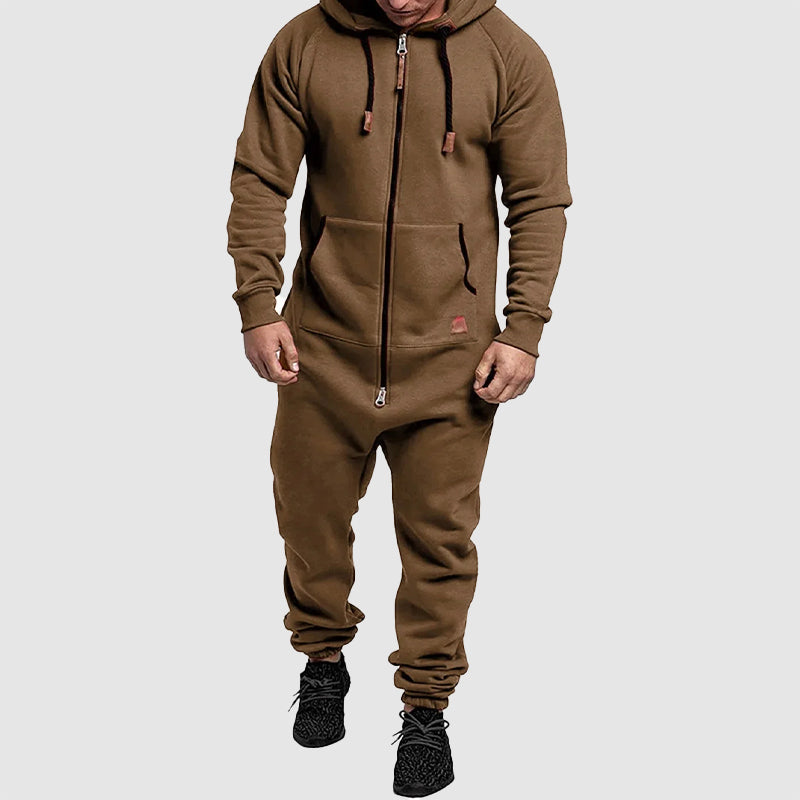 Men’s Hooded Jumpsuit with Full-Zip Front
