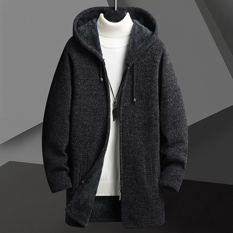 Men’s Hooded Textured Jacket with Fleece Interior