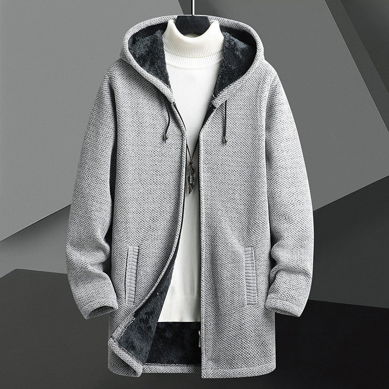 Men’s Hooded Textured Jacket with Fleece Interior