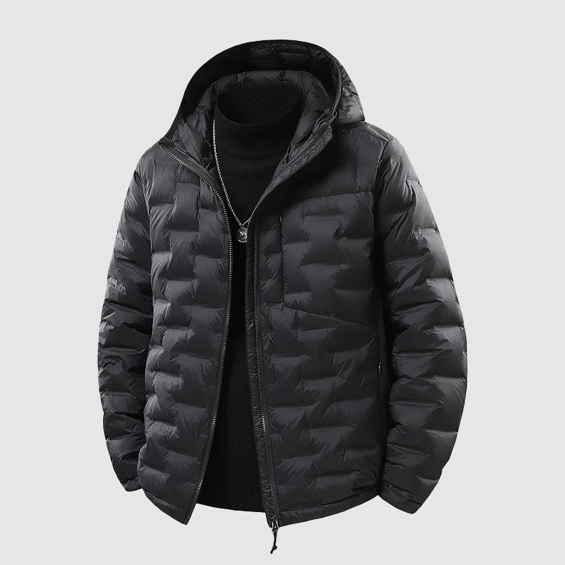 Men’s Lightweight Hooded Down Jacket With Waterproof Shell