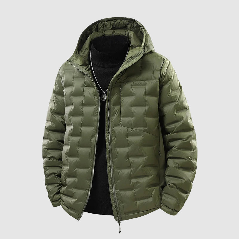 Men’s Lightweight Hooded Down Jacket With Waterproof Shell