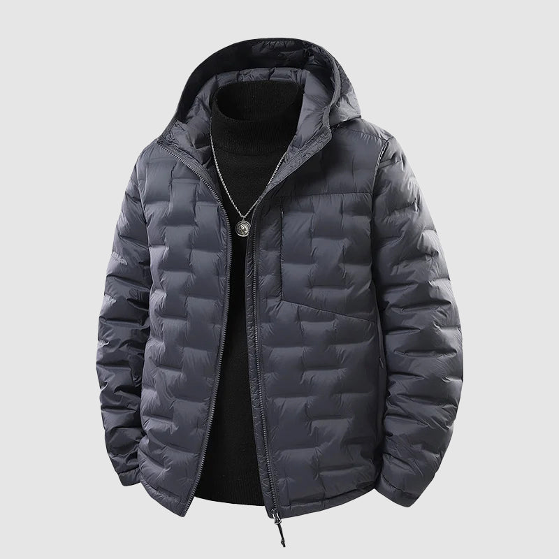 Men’s Lightweight Hooded Down Jacket With Waterproof Shell