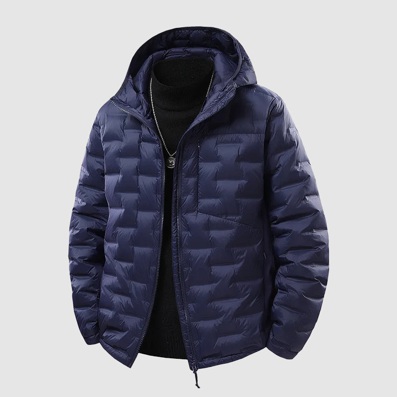 Men’s Lightweight Hooded Down Jacket With Waterproof Shell
