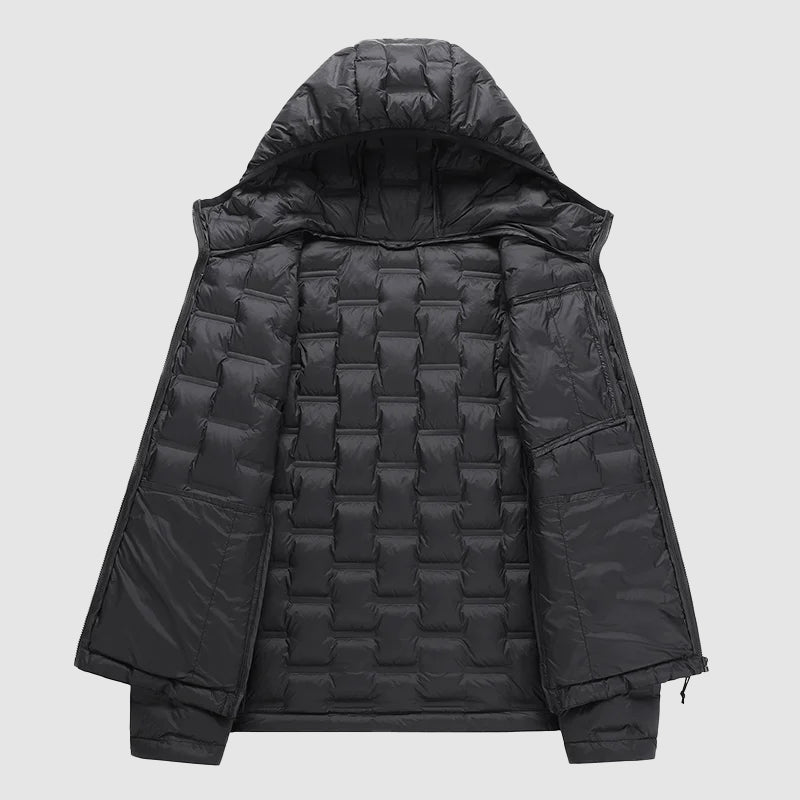 Men’s Lightweight Hooded Down Jacket With Waterproof Shell
