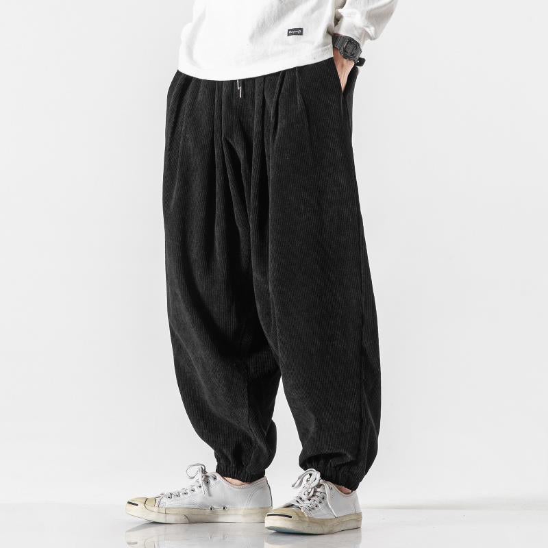 Men’s Loose Corduroy Pants with Elastic Cuffs