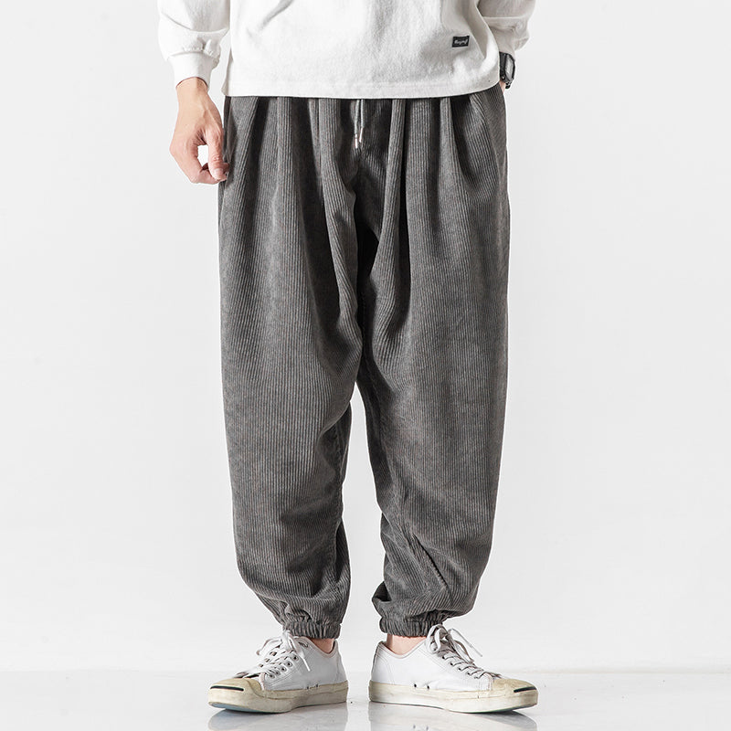 Men’s Loose Corduroy Pants with Elastic Cuffs
