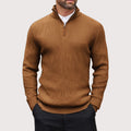 Men’s Ribbed Quarter-Zip Sweater with Stand Collar