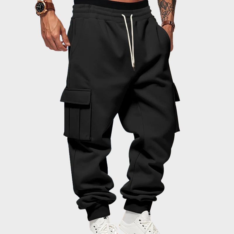 Men’s Tapered Cargo Sweatpants with Fleece Lining