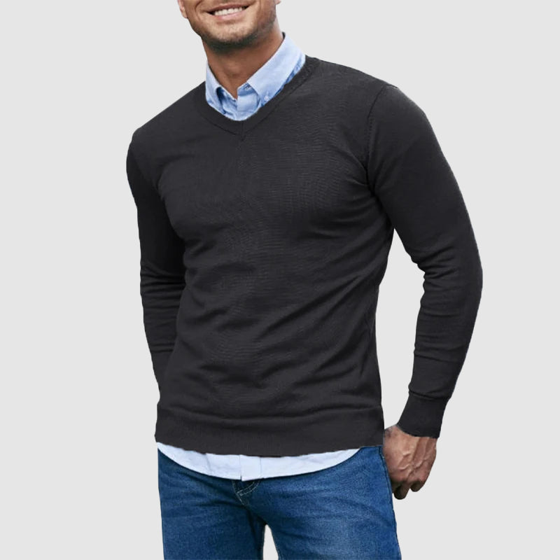 Men’s V-Neck Lightweight Knit Sweater