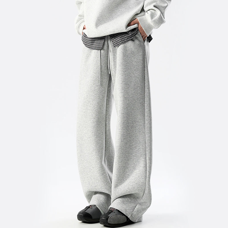 Men’s Wide-Leg Cotton Blend Sweatpants with Fleece Lining