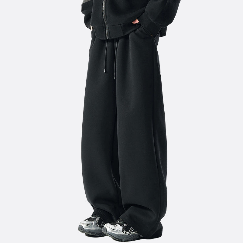 Men’s Wide-Leg Cotton Blend Sweatpants with Fleece Lining