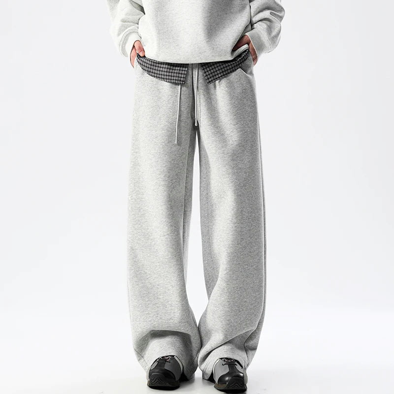 Men’s Wide-Leg Cotton Blend Sweatpants with Fleece Lining