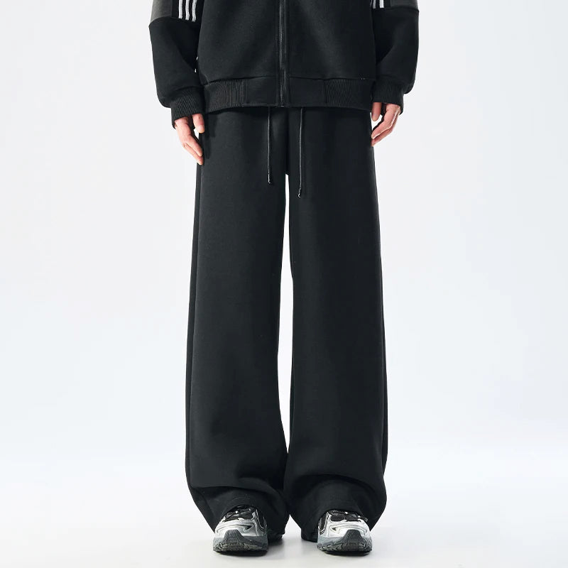 Men’s Wide-Leg Cotton Blend Sweatpants with Fleece Lining
