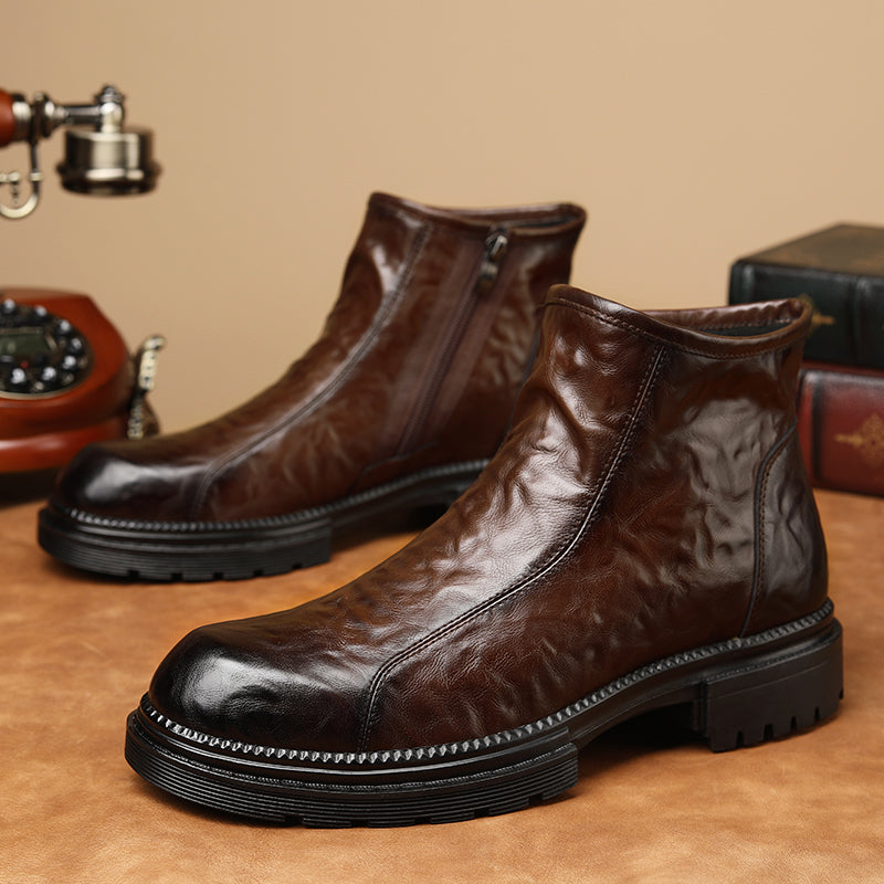 Men’s Zip-Up Ankle Boots with Chunky Sole