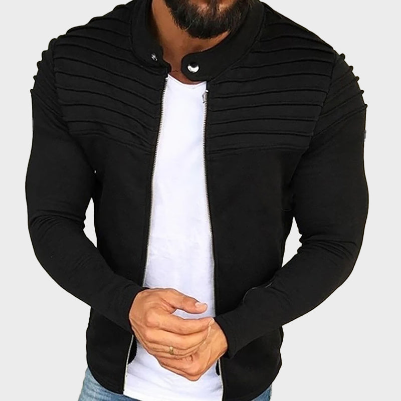 Men’s Zip-Up Sweatshirt with Ribbed Shoulders