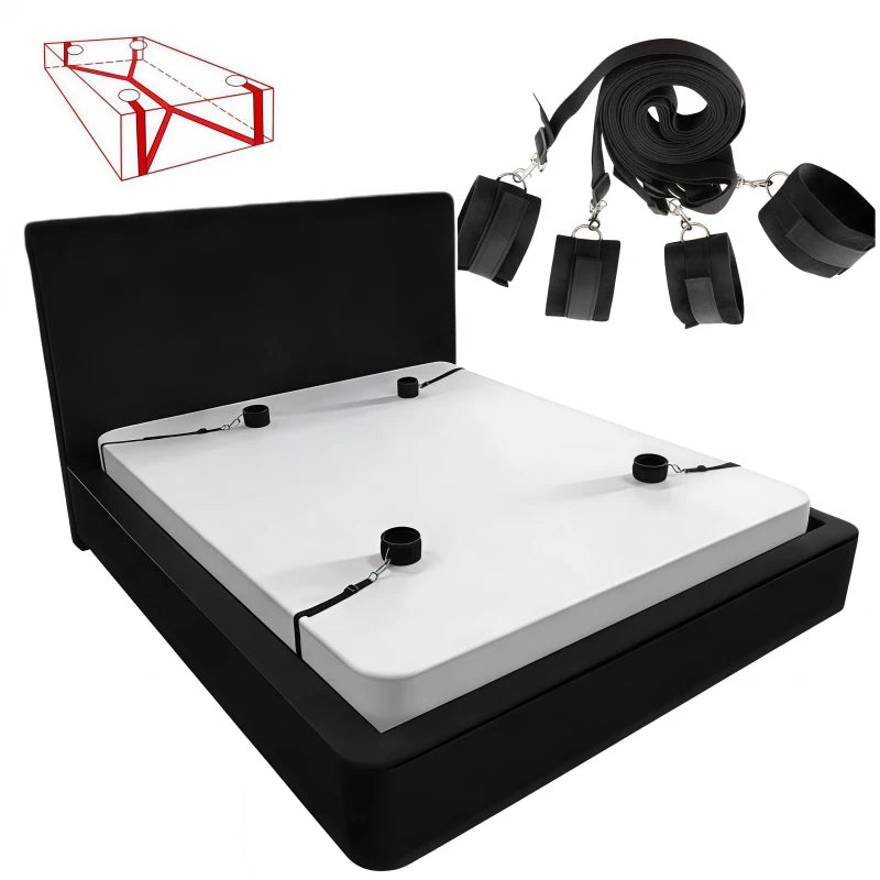 Bed Bondage Restraint Set Adjustable Wrist Ankle Cuffs Comfortable Couples Handcuffs Adult Sex SM Game Lover Intimate Play Kit