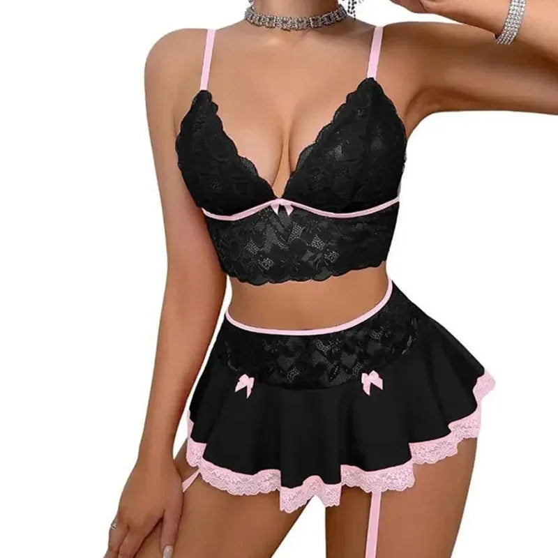 Sexy Lingerie  Maid Costume Transparent Sexy Cosplay Dress  Erotic Lingerie Maids Uniforms Women Baby Doll  Sex Suit Sexy Skirt
