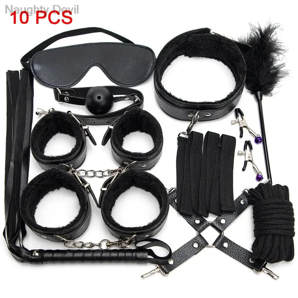 Restraint Kit Set For Adult Cosplay Couples With Handcuffs Mask Unisex Role Play Party Accessory