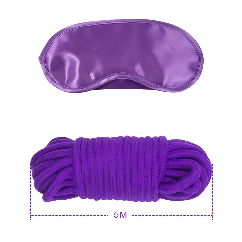 Goods For Couple Games Bondage Equipment Adults Set Sexy Leather Plush Handcuffs Blindfold Spanking Soft Whips Tying Cotton Rope