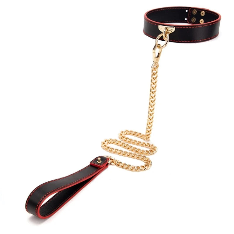  Genuine Leather BDSM Restraint Kit with Adjustable Collar Handcuffs Blindfold Intimate Couple Toys Set 
