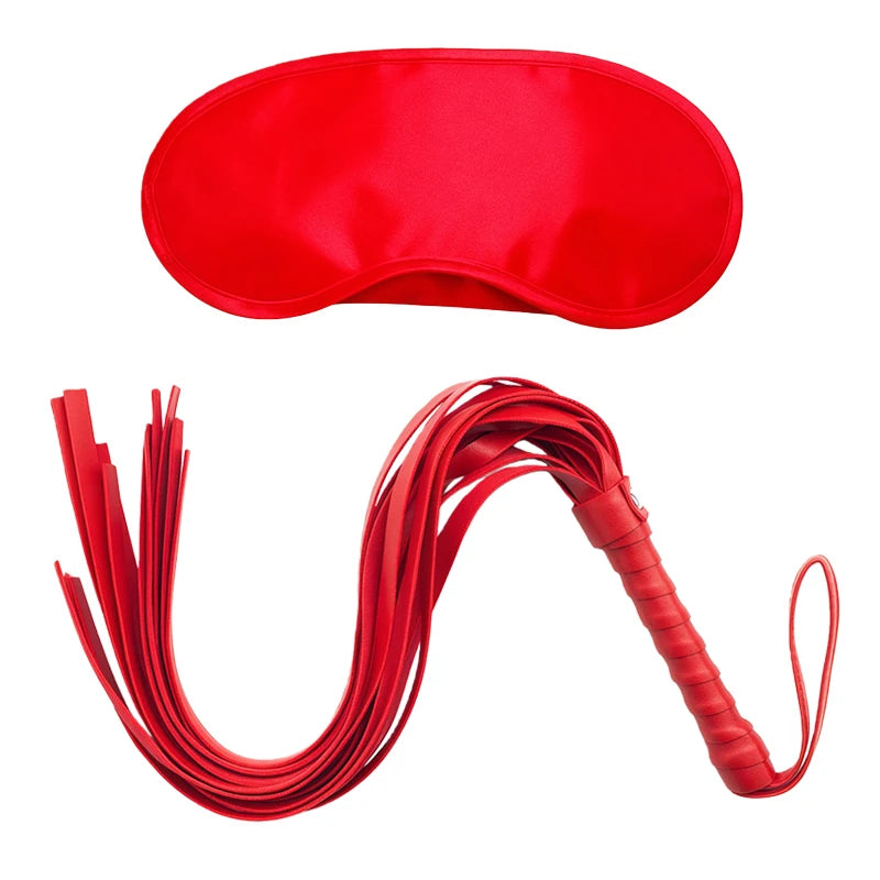 Goods For Adults Set Sexy Leather Plush Handcuffs Blindfold Spanking Soft Whips Tying Cotton Rope Couple Games Bondage Equipment