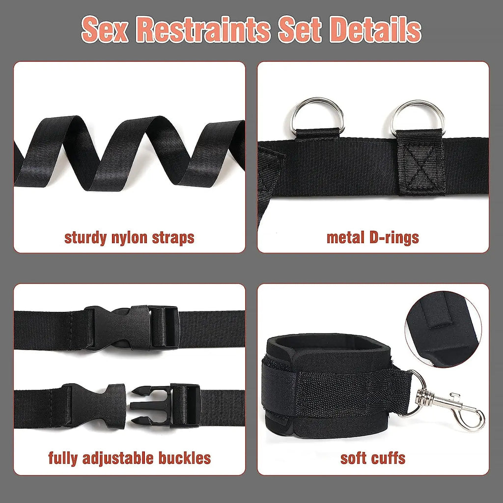 Bed Restraint Set Couple Sex Toys Bondage Handcuff Kit Adult Game Tool 18+ Erotic Tie Downs Arm Ankle BDSM Flirting Sextoy