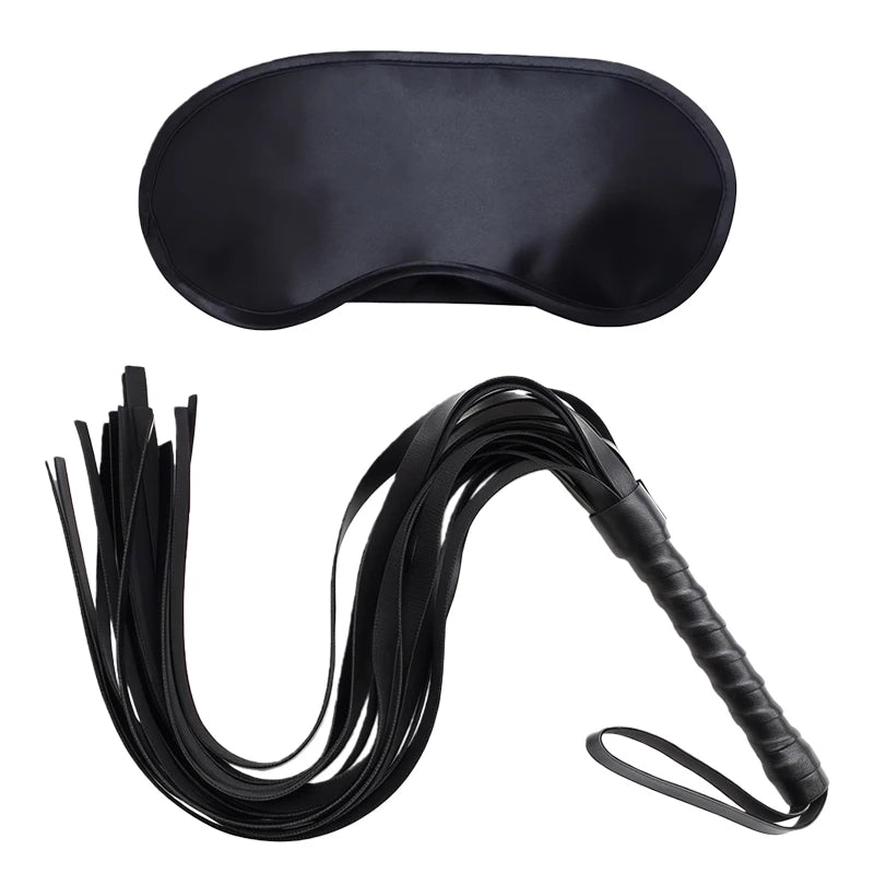 Goods For Couple Games Bondage Equipment Adults Set Sexy Leather Plush Handcuffs Blindfold Spanking Soft Whips Tying Cotton Rope