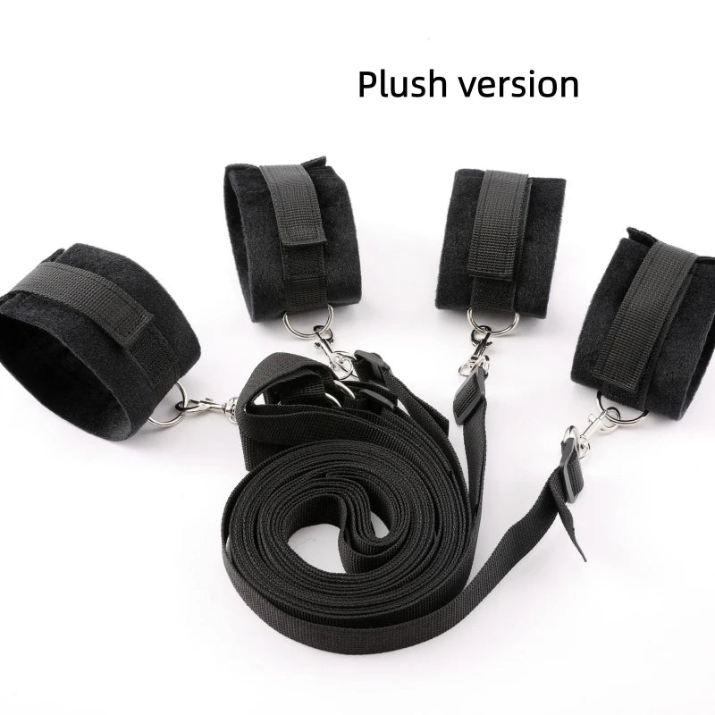 Bed Bondage Restraint Set Adjustable Wrist Ankle Cuffs Comfortable Couples Handcuffs Adult Sex SM Game Lover Intimate Play Kit