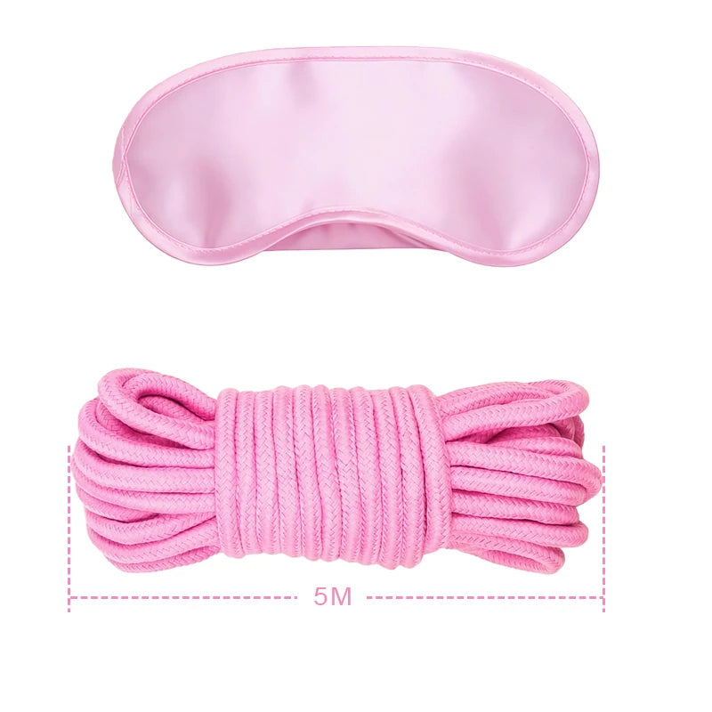 Goods For Couple Games Bondage Equipment Adults Set Sexy Leather Plush Handcuffs Blindfold Spanking Soft Whips Tying Cotton Rope