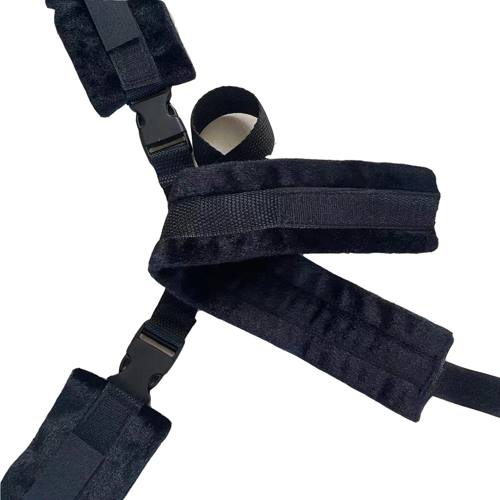 BDSM Set Sexy Handcuffs Eye Blinder Kit Soft Adjust Neck Restraint Backhandcuffs Blindfold Sex Toy Adult Couple SM Slave Game