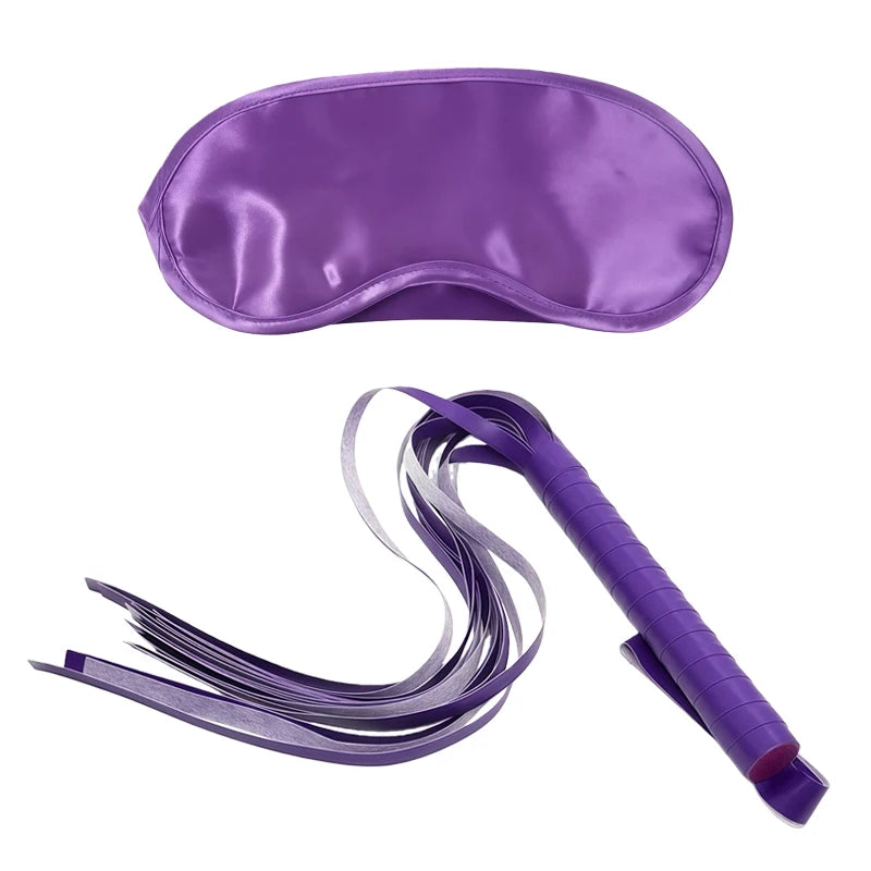 Goods For Couple Games Bondage Equipment Adults Set Sexy Leather Plush Handcuffs Blindfold Spanking Soft Whips Tying Cotton Rope