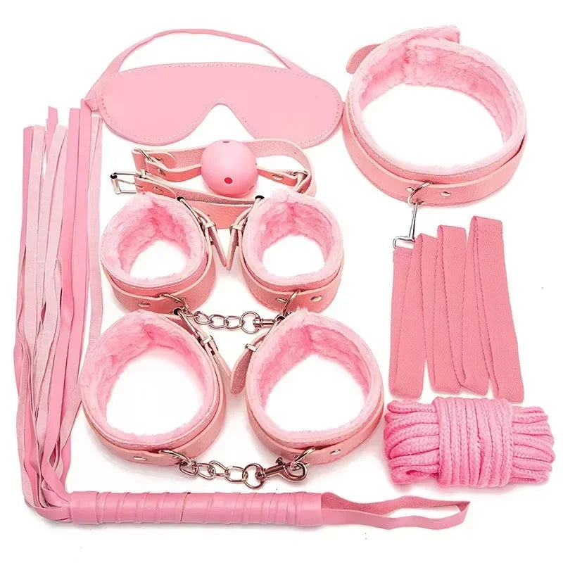 Restraint Kit Set For Adult Cosplay Couples With Handcuffs Mask Unisex Role Play Party Accessory