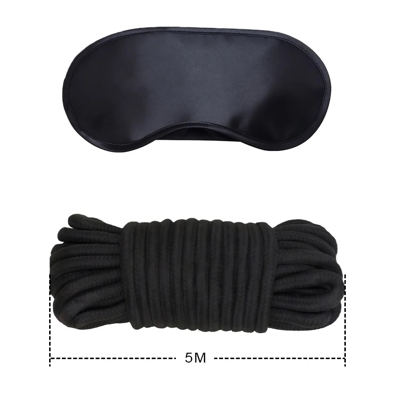 Goods For Adults Set Sexy Leather Plush Handcuffs Blindfold Spanking Soft Whips Tying Cotton Rope Couple Games Bondage Equipment