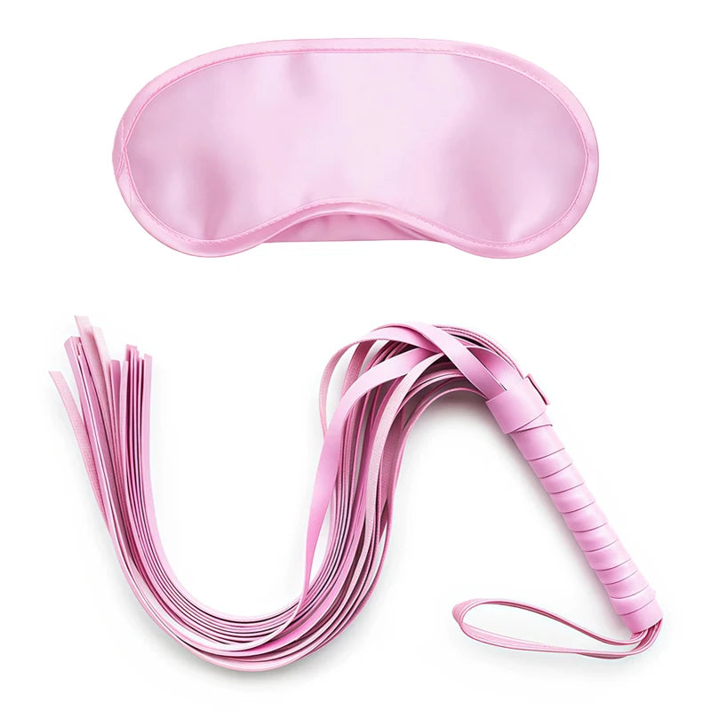 Goods For Adults Set Sexy Leather Plush Handcuffs Blindfold Spanking Soft Whips Tying Cotton Rope Couple Games Bondage Equipment