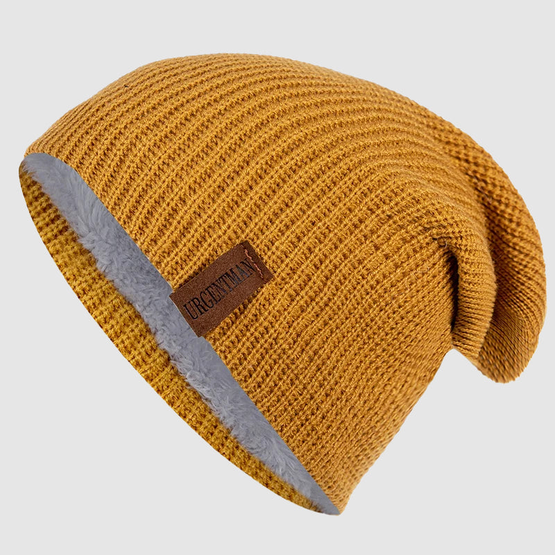 Slouchy Knit Beanie with Fleece Lining