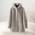 Sofia Amoretti Mid-Length Hooded Faux Coat