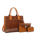 Square Tote Handbag Set with Textured Surface