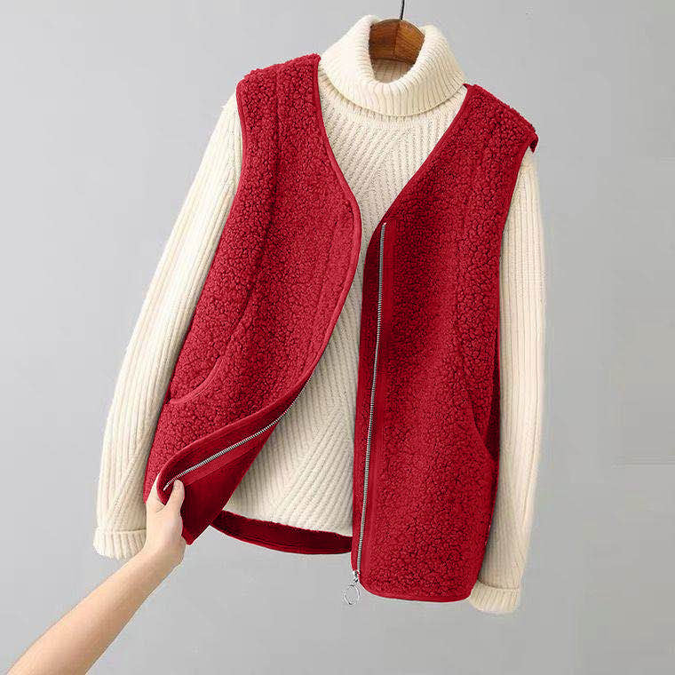 Valentina Rossi Fuzzy Vest with Zipper Closure